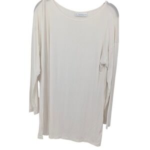 Bryn Walker Tunic Top Micro Modal Womens Medium Cream Long Sleeve Relaxed Basic